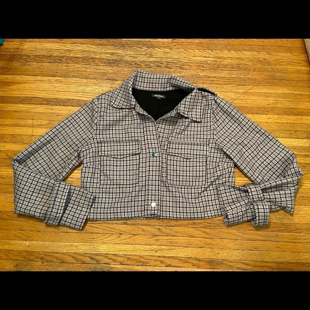 Wild Fable purple plaid cropped jacket